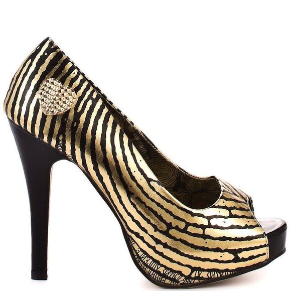 Iron Fist Hands Off Thumbprint Peep Toe Platform Stiletto Hees - Picture 6 of 15